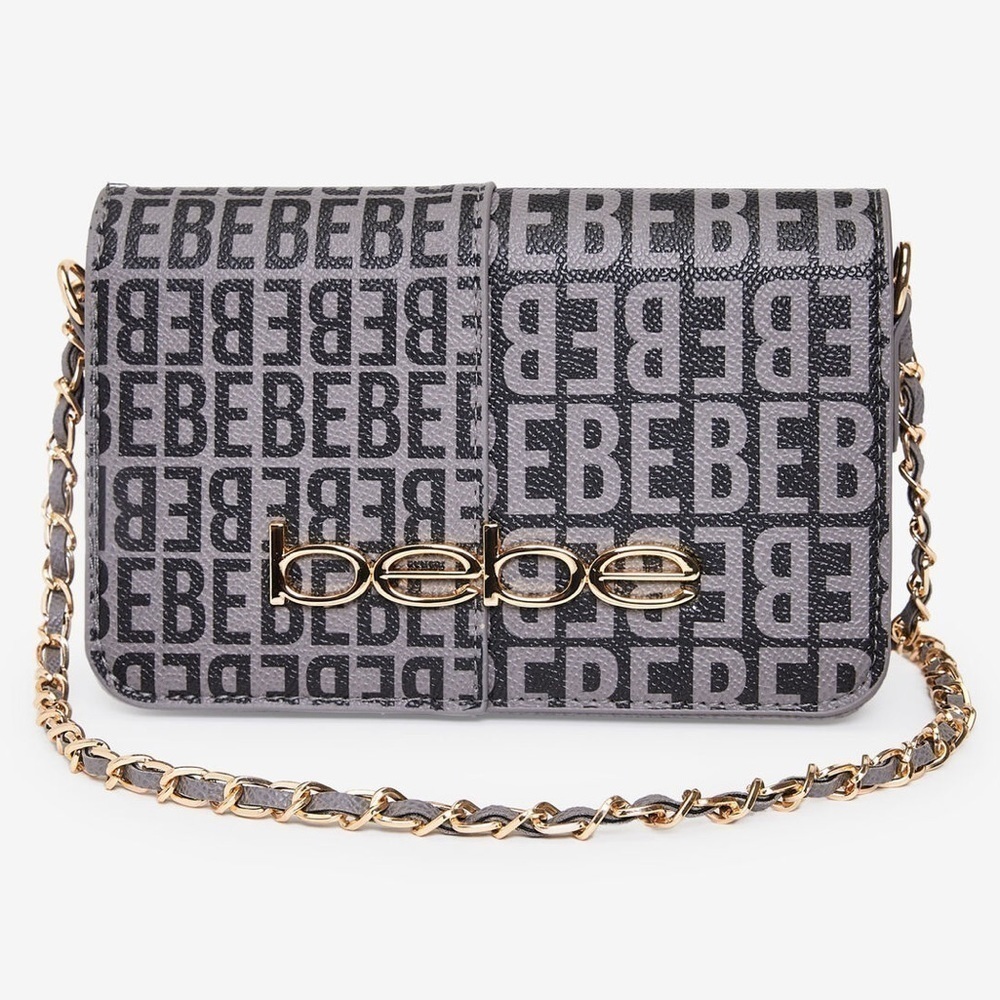 NWT Bebe Ailey Logo Print Two Tone Crossbody BG10